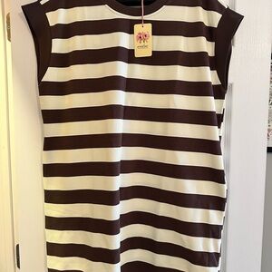 Entro Chocolate and Cream Striped Dress